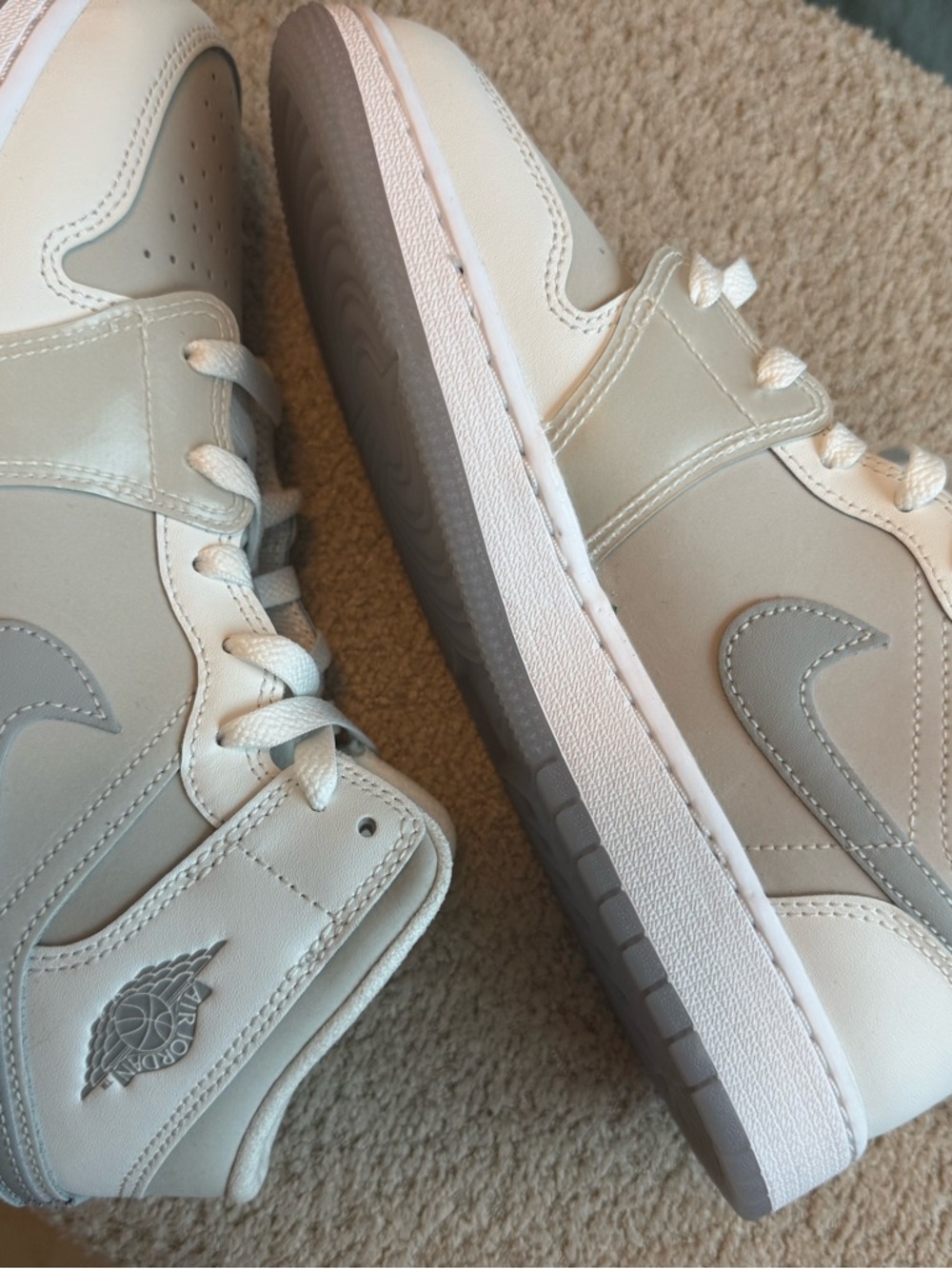 Nike White and Light Gray Youth High-Top Sneakers